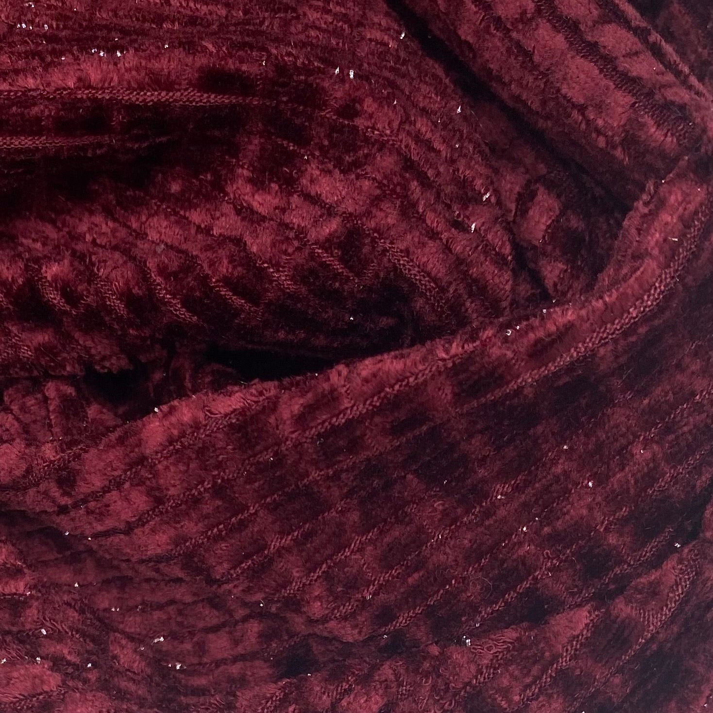 Sparkle Stretch Velvet - Burgundy/Silver