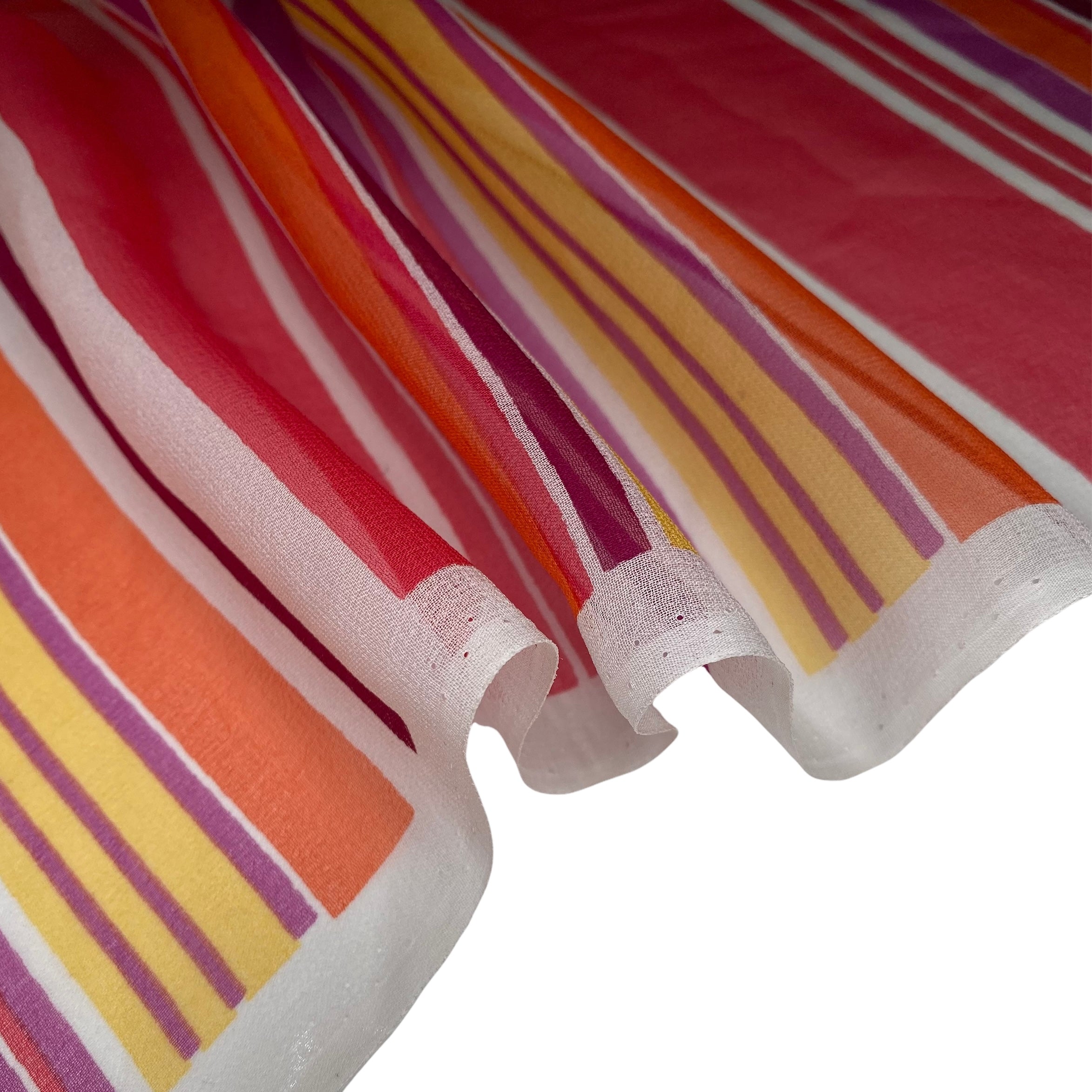 Striped Silk Chiffon - 44” - Purple/Yellow/Orange