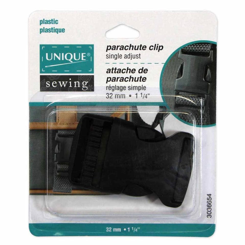 Single Adjust Parachute Buckle - Plastic - 15mm (9/16″) - Black