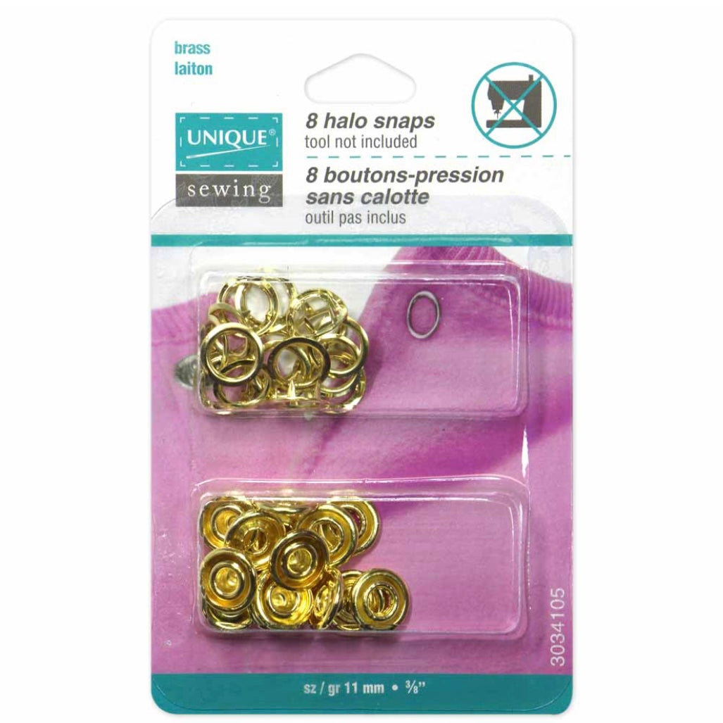 Halo Snaps - 11mm (3/8″) - Gold - 8 Sets