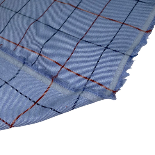 Yarn Dyed Cotton Plaid - Remnant - Blue/Red