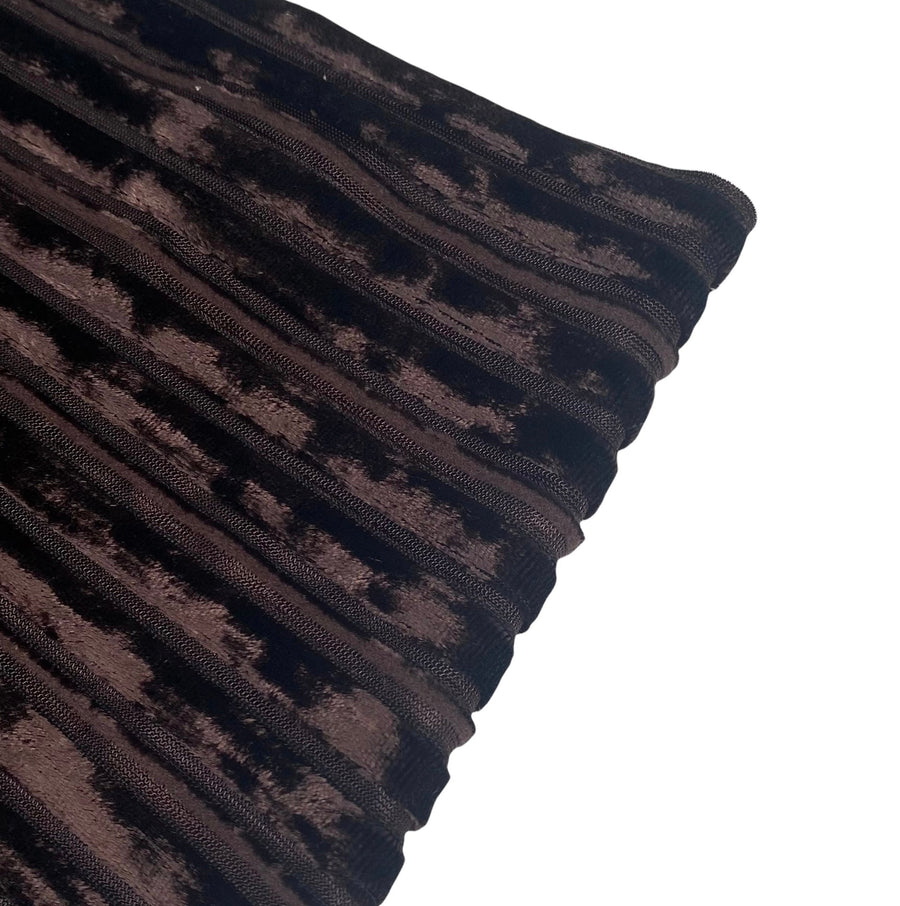 Striped Burnout Stretch Velvet - Dark Brown