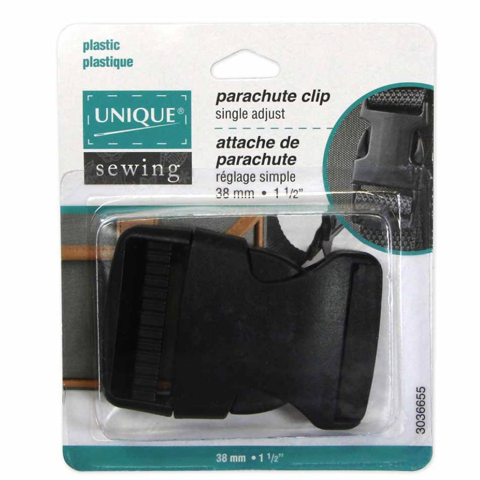 Single Adjust Parachute Buckle - Plastic - 25mm (1″) - Black