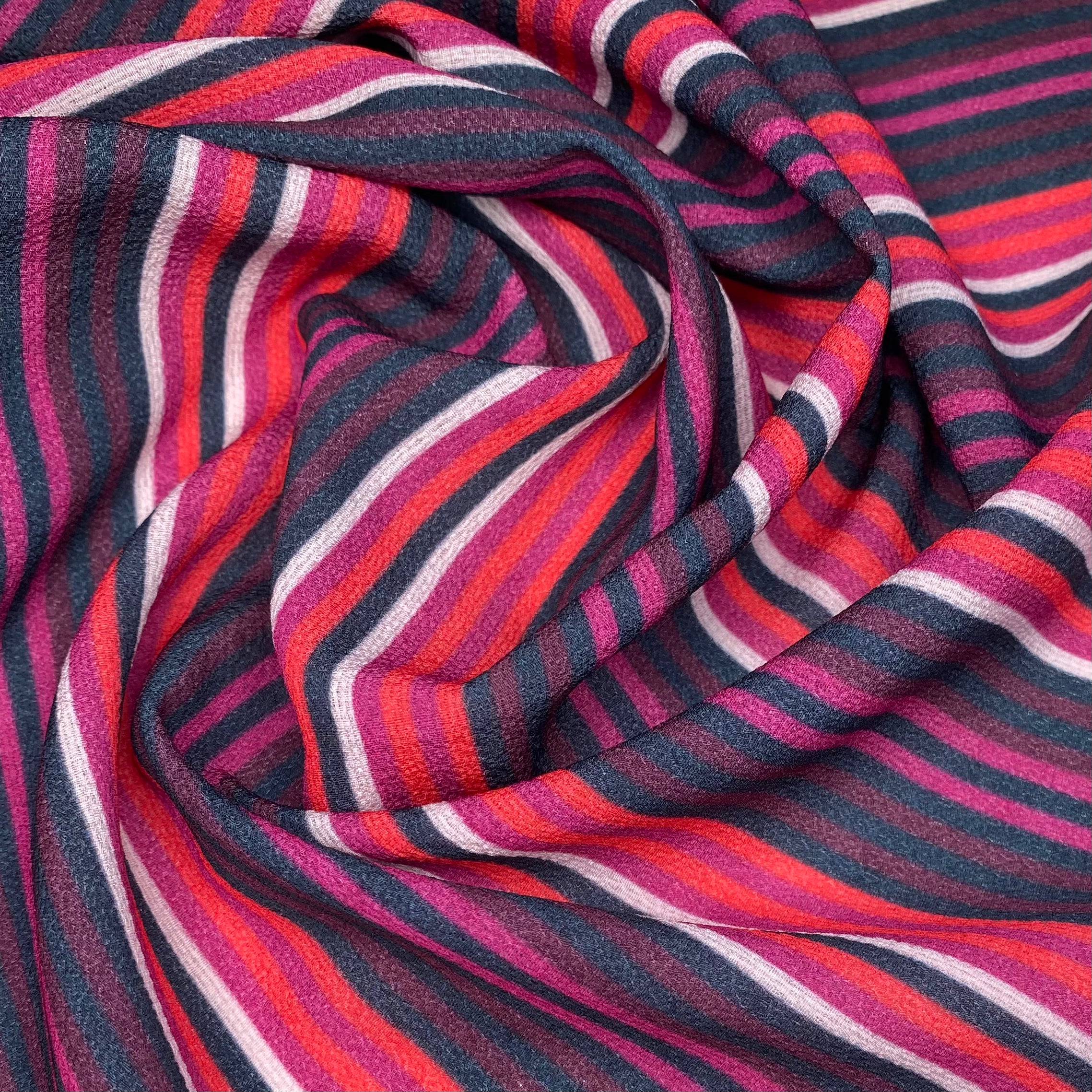 Striped Lightweight Polyester Crêpe - 60”