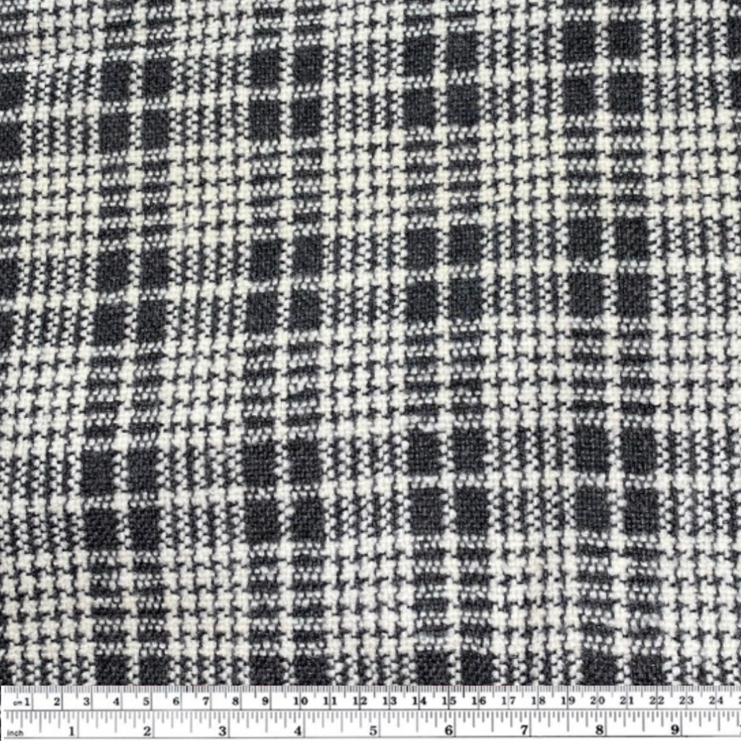 Plaid Wool Coating - Remnant - Grey/White