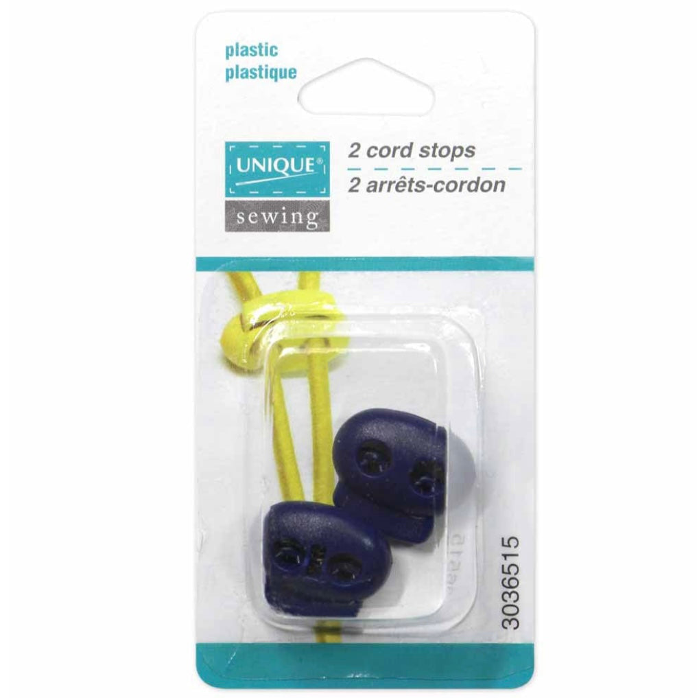 Plastic Two Hole Cord Stops - Black - 2 pcs