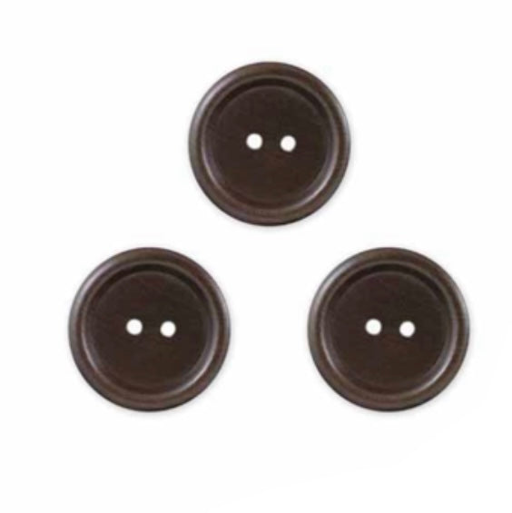 Two Hole Wood Button - 23mm - Brown - 2 Count