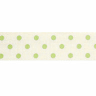 Printed Cotton Trim - Polka Dots - 15mm x 5m - White/Green