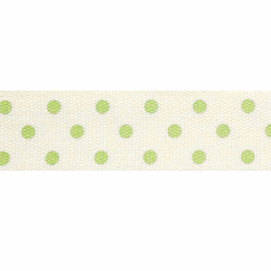Printed Cotton Trim - Polka Dots - 15mm x 5m - White/Green
