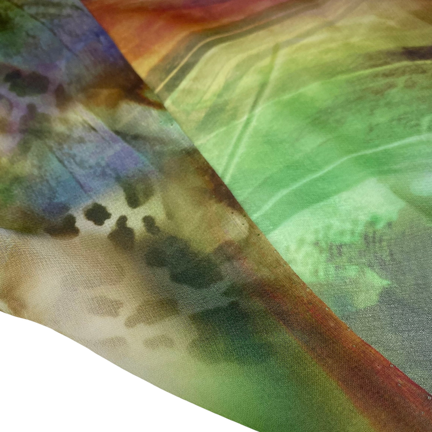 Printed Silk Chiffon - Abstract Animal Print - Brown/Green