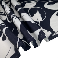 Printed Silk Georgette - Leaves - Black/White