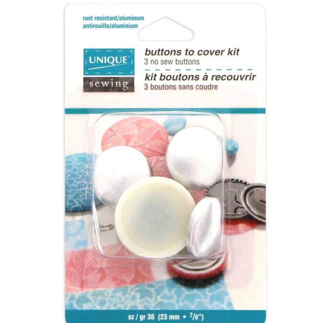 Buttons to Cover Kit with Tool - Size 24 - 15mm (5/8″) - 4 sets