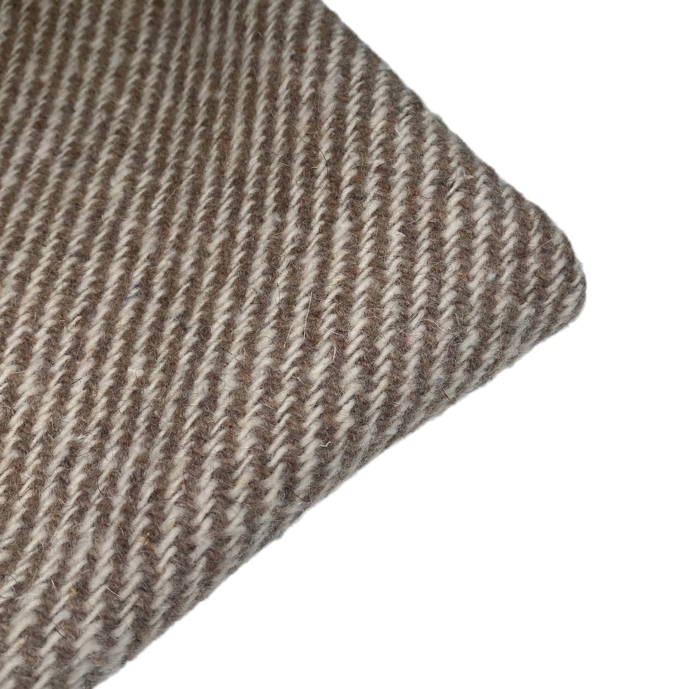 Diagonal Striped Wool Coating - Cream/Beige