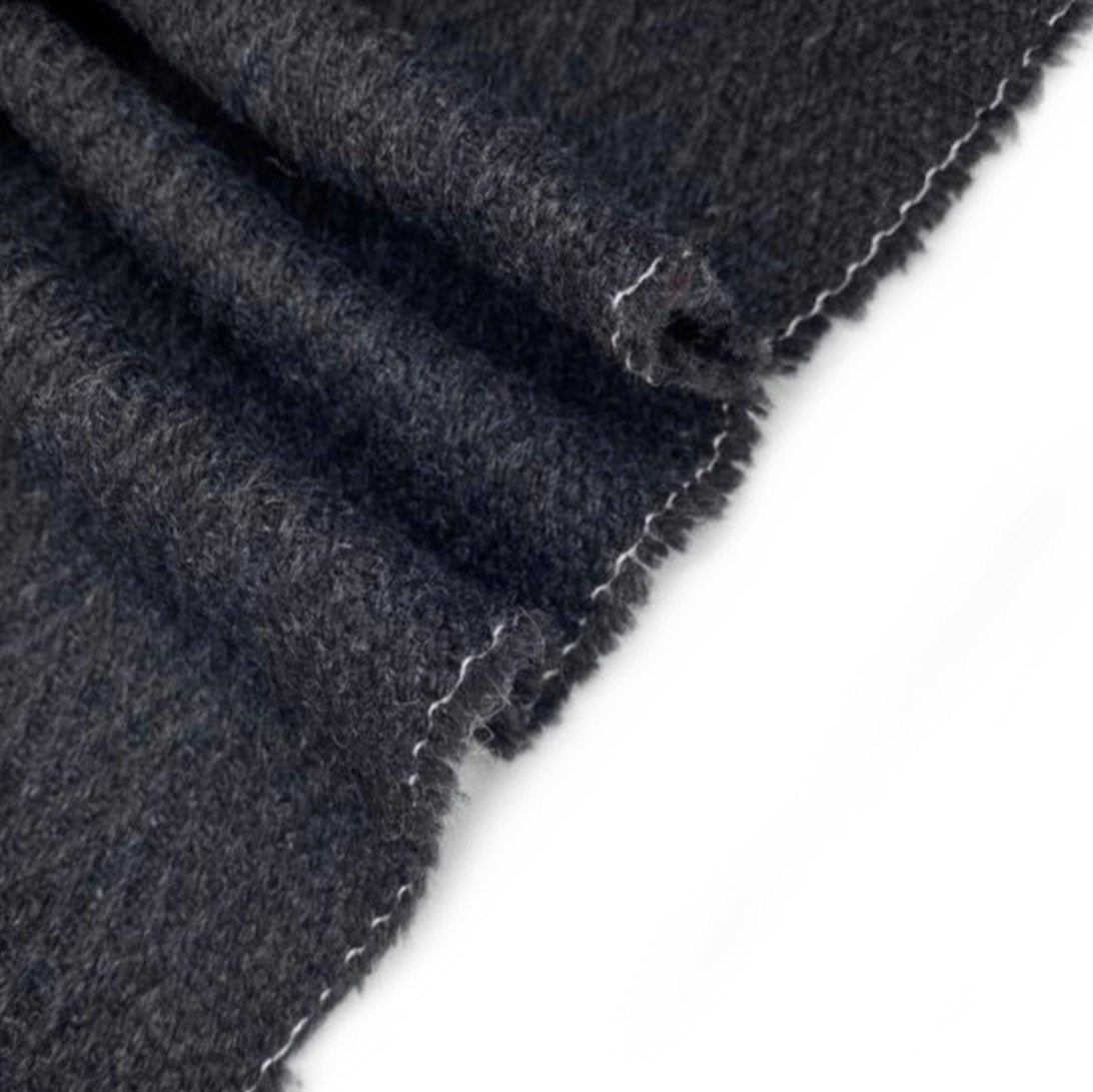 Chevron Wool Coating - Charcoal