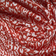 Printed Paisley Cotton Canvas - Coral/White