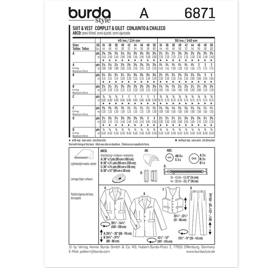 Burda Style 6871 - Suit Sewing Pattern