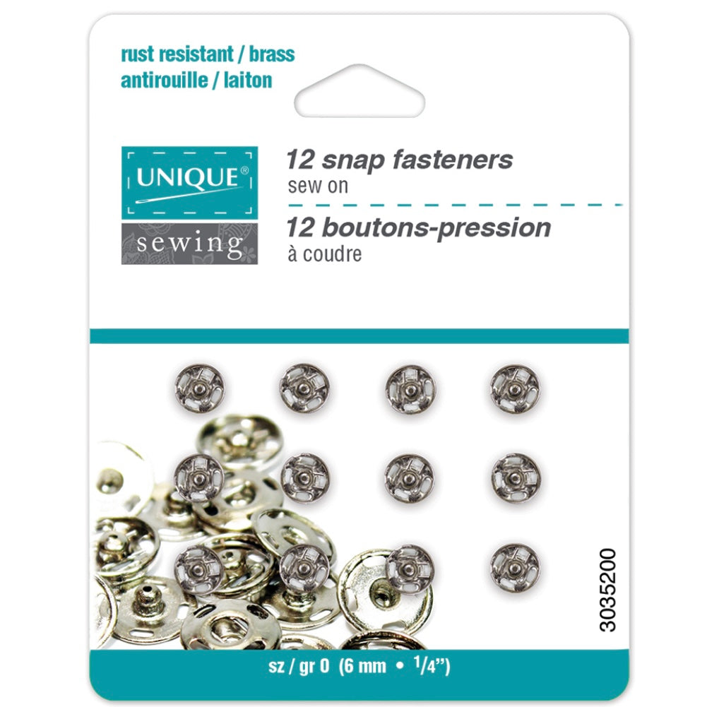 Sew On Snap Fasteners - 7mm (5/16″) - 12  sets - Black