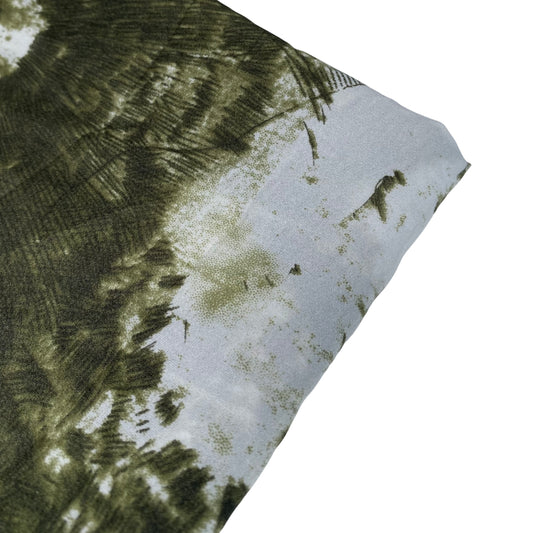 Stretch Printed Silk - White/Green
