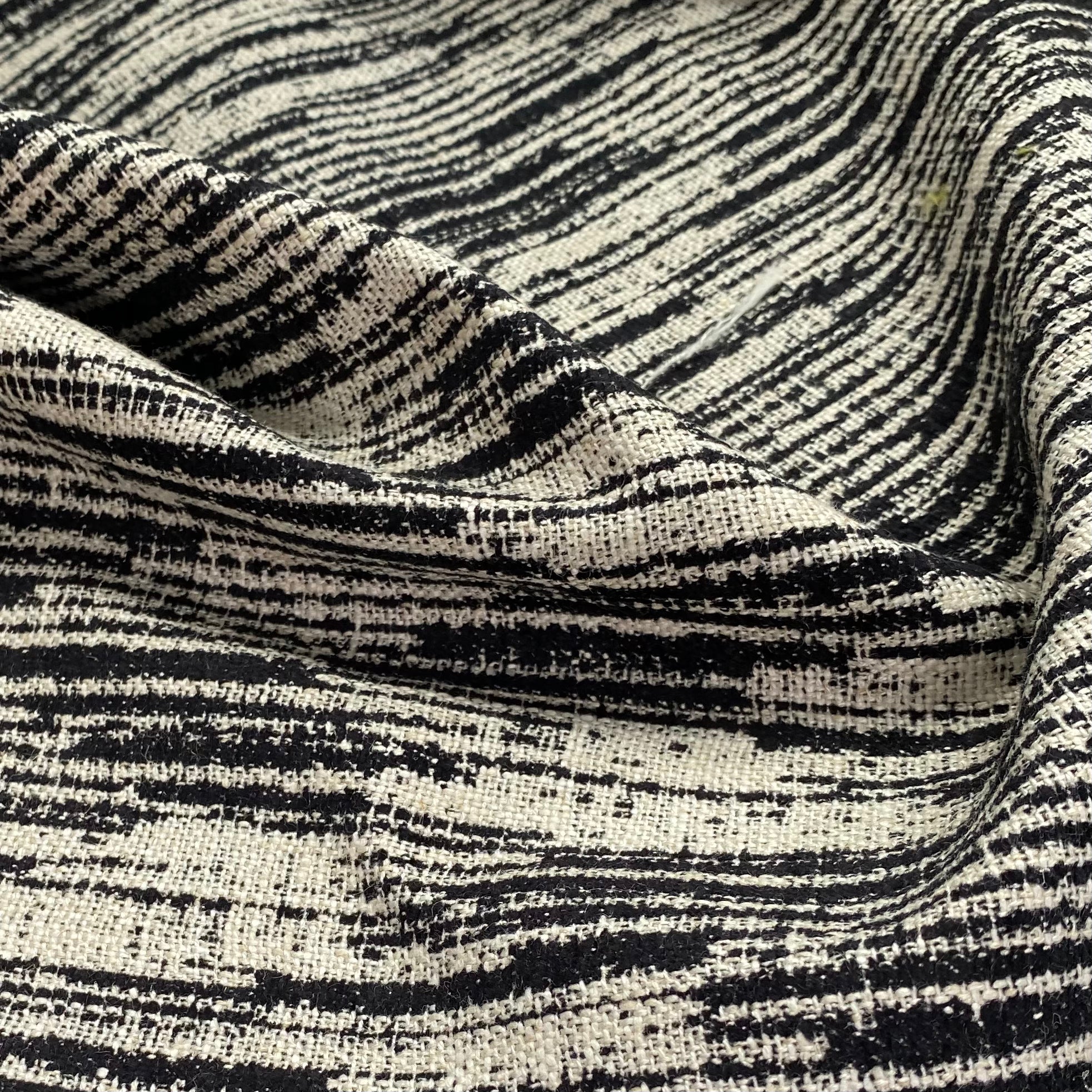 Patterned Upholstery - Designer Remnant - Black/Ivory