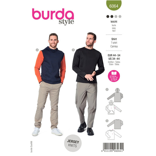 Classic Sweatshirt with Hood and Neckband Suit Pattern - 6064