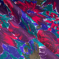 Floral Printed Polyester - 44” - Purple/Green/Blue