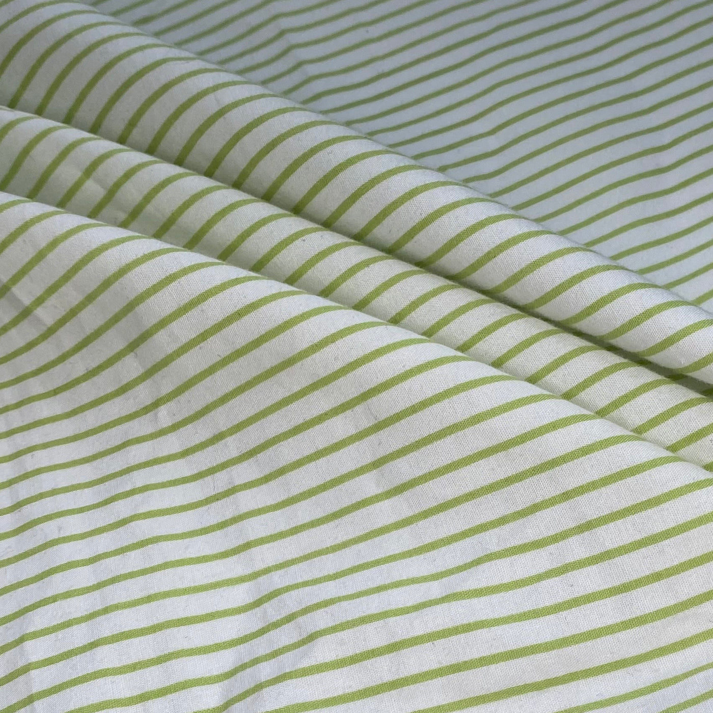 Striped Printed Cotton - White/Green