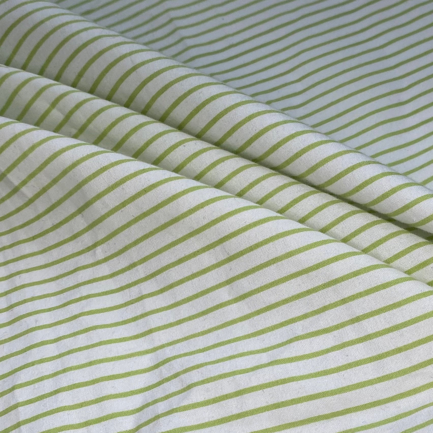 Striped Printed Cotton - White/Green
