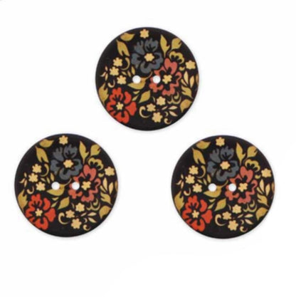 Two Hole Coconut Button - 23mm - Floral - 3 Count