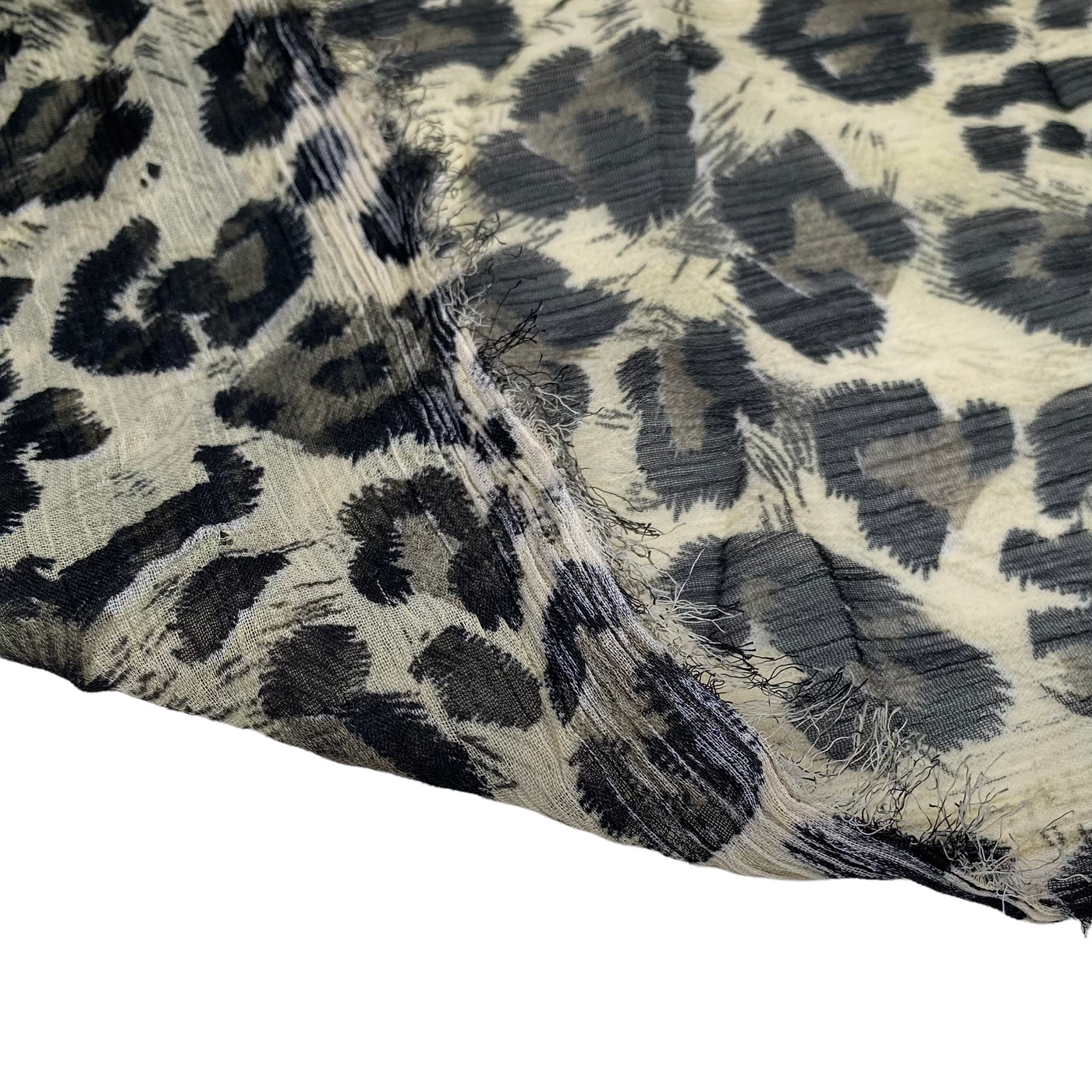 Crinkled Printed Polyester Chiffon - Cheetah