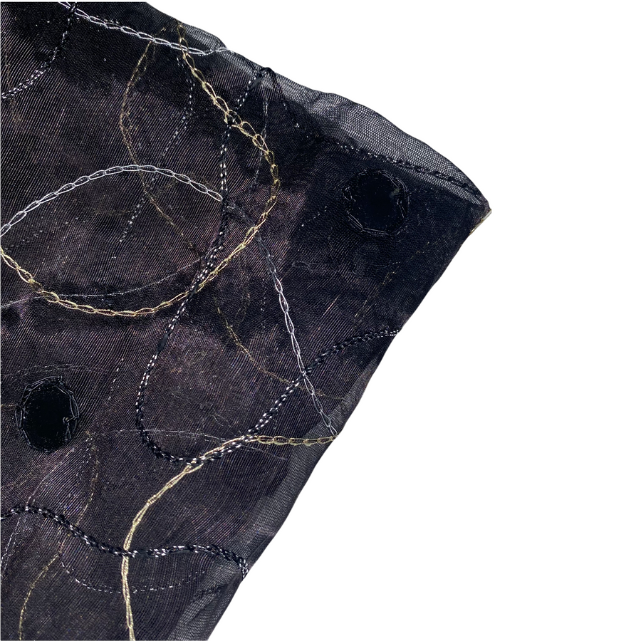 Embroidered Sequin Silk Organza - Black