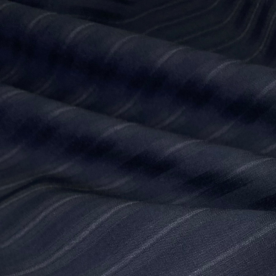 Striped Wool Suiting - Remnant - Navy