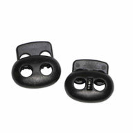 Plastic Two Hole Cord Stops - Black - 2 pcs
