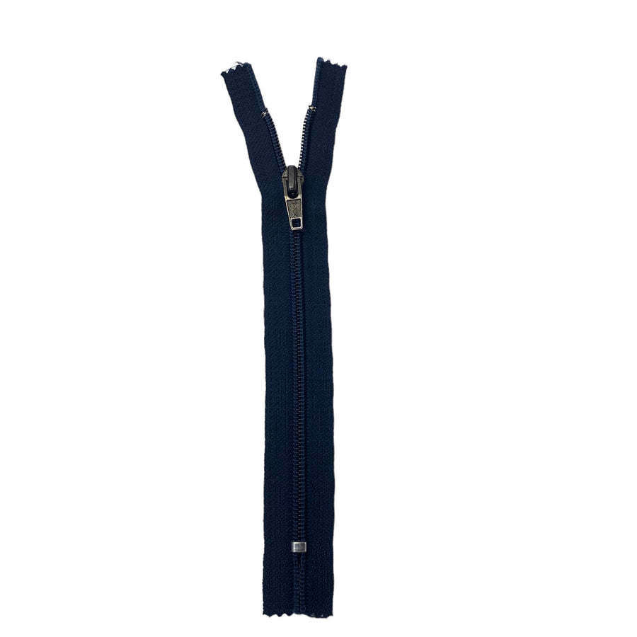 Regular Coil Zipper - Metal Slide - YKK - 7” - Navy