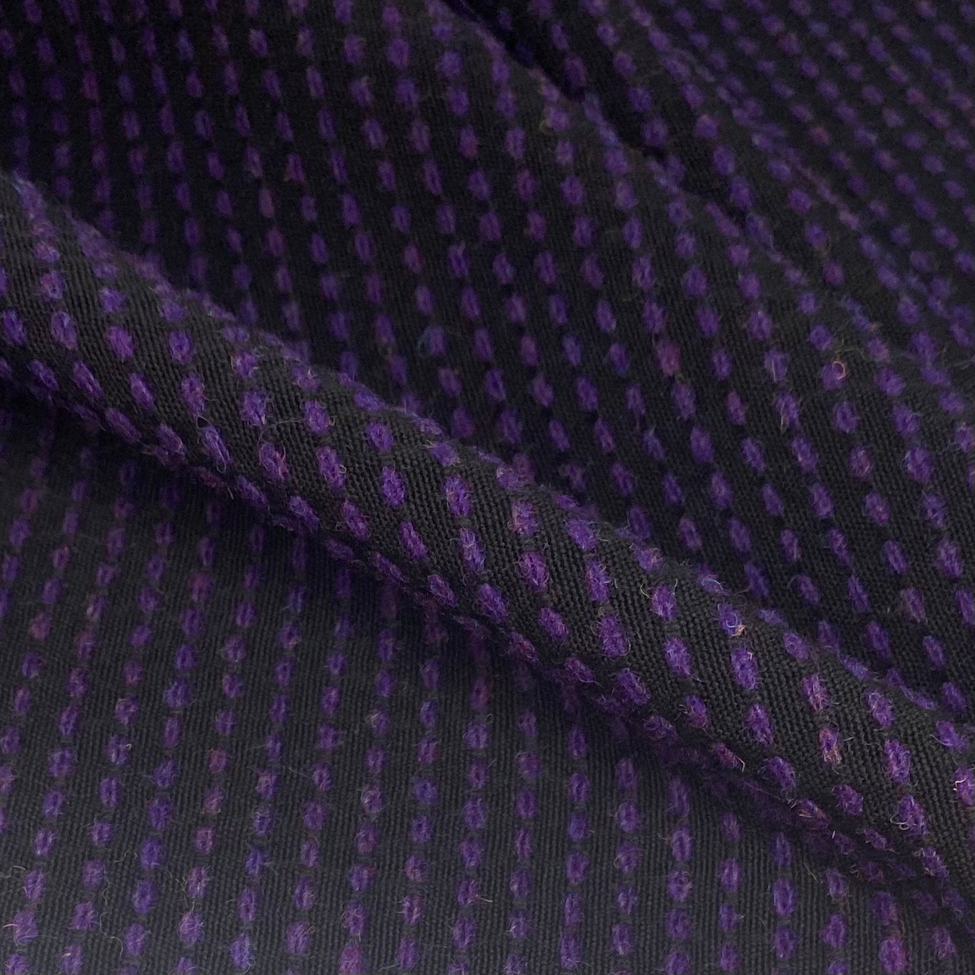 Woven Cotton/Wool Coating - Black/Purple