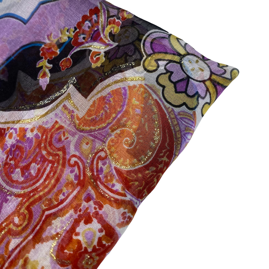 Paisley Printed Silk Chiffon - Purple/Black