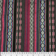 Woven Polyester - Striped Aztec  - Pink / Black