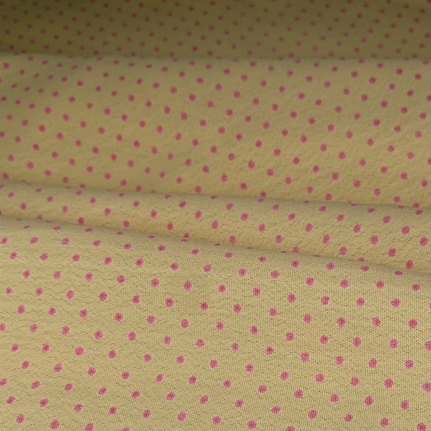 Polka Dot Silk Crepe - 44" - Yellow/Pink