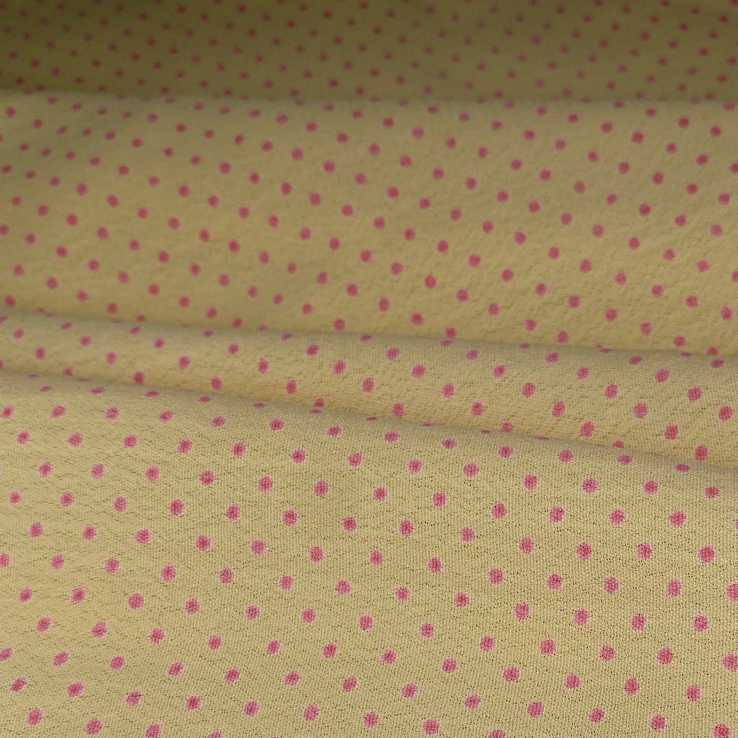 Polka Dot Silk Crepe - 44" - Yellow/Pink