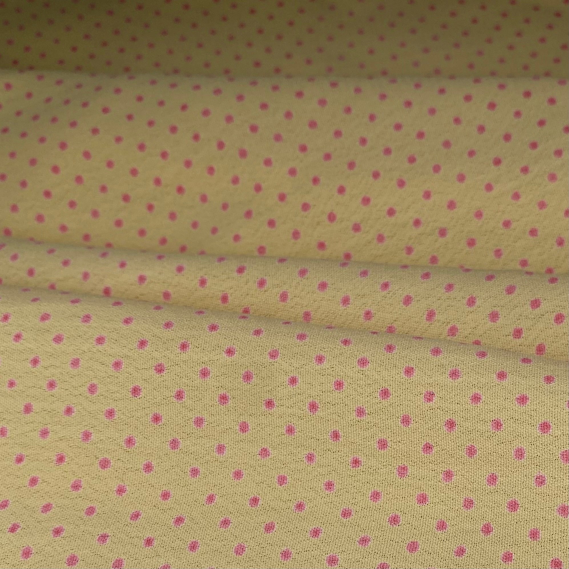 Polka Dot Silk Crepe - 44" - Yellow/Pink