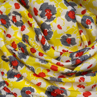 Floral Printed Polyester - 58” - Yellow/White/Grey/Red