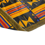 Waxed African Printed Cotton - Orange/Black/Red/Blue