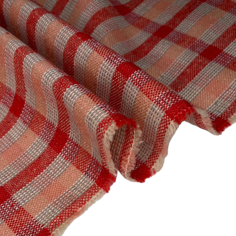 Yarn Dyed Wool Plaid - Red/Pink/White/Grey