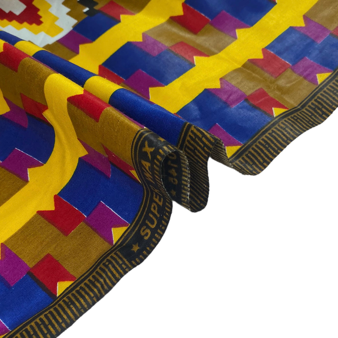 Waxed African Printed Cotton - Diamonds with Bordered Edge - Multi-Colour