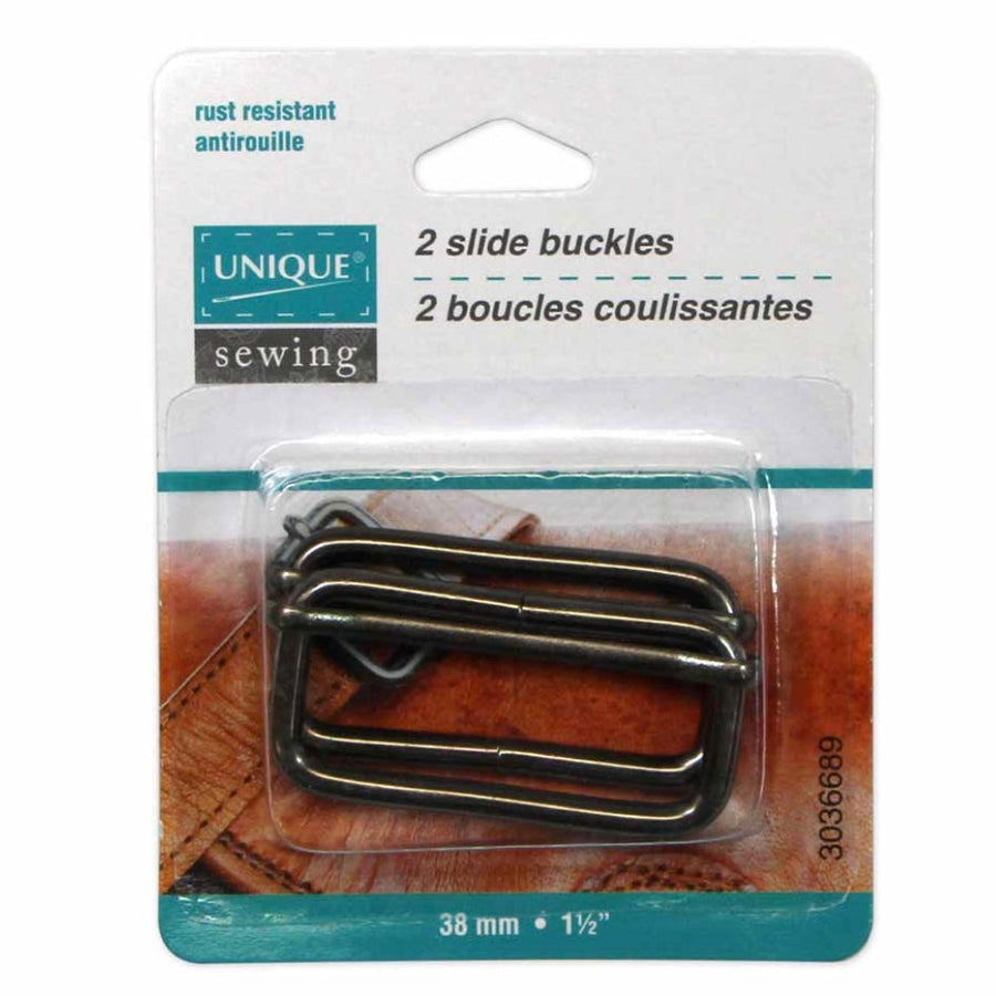 Metal Slide Buckle - 38mm (1 1/2″) - Gunmetal - 2 pcs