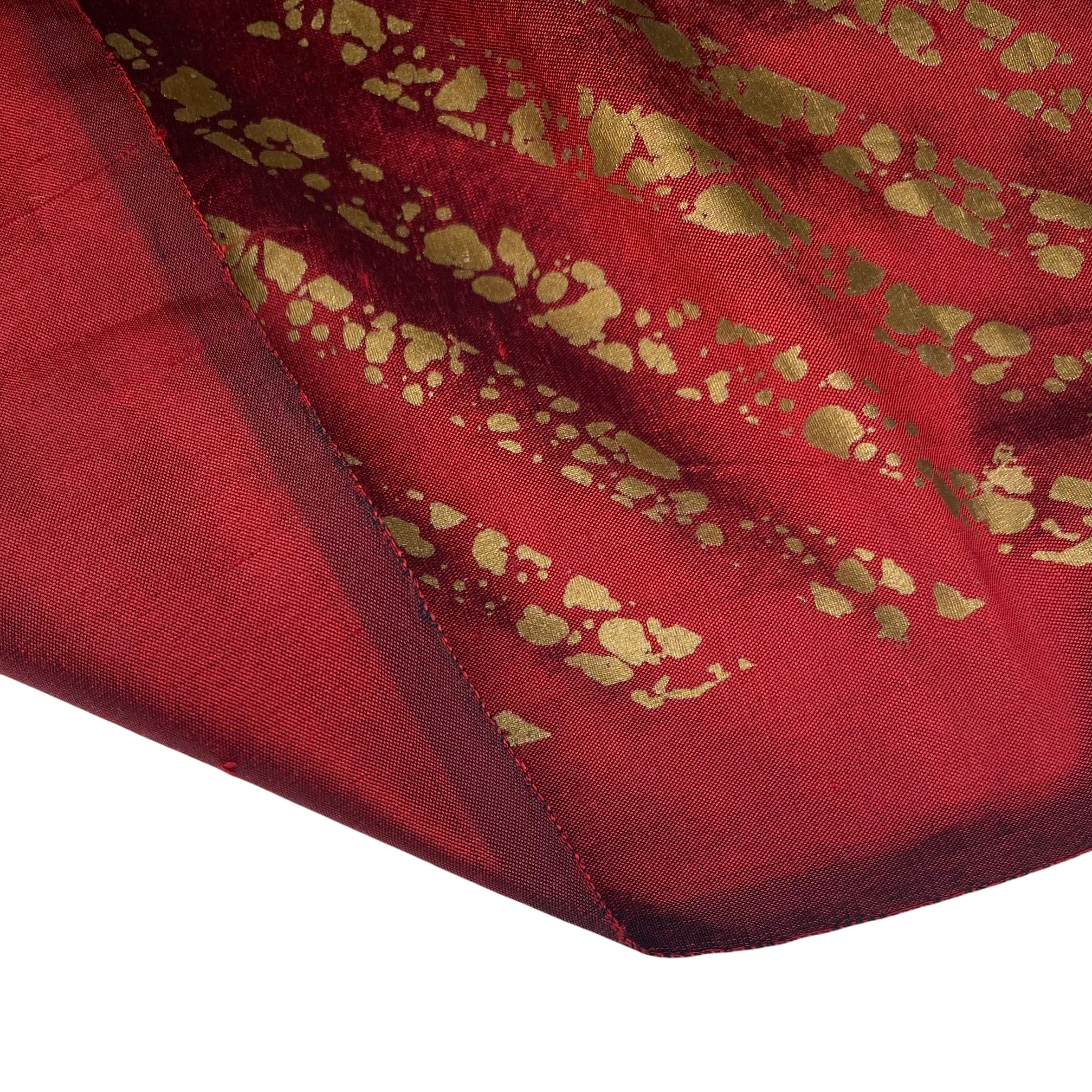 Striped Silk Shantung - Red/Gold