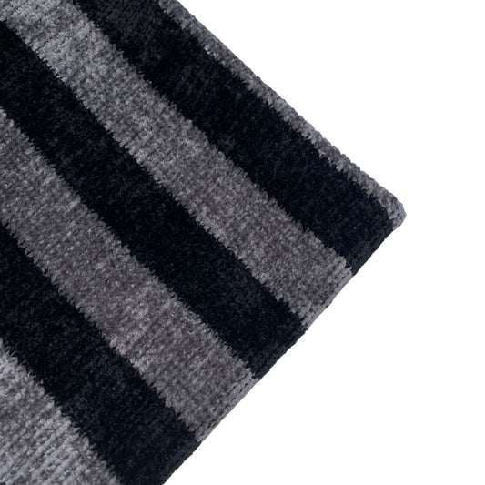 Chenille Knit - Striped - Grey/Black