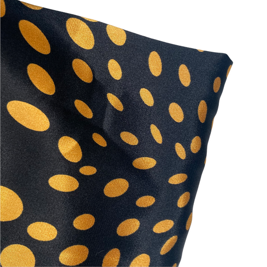Printed Stretch Polyester Charmeuse - Black/Gold