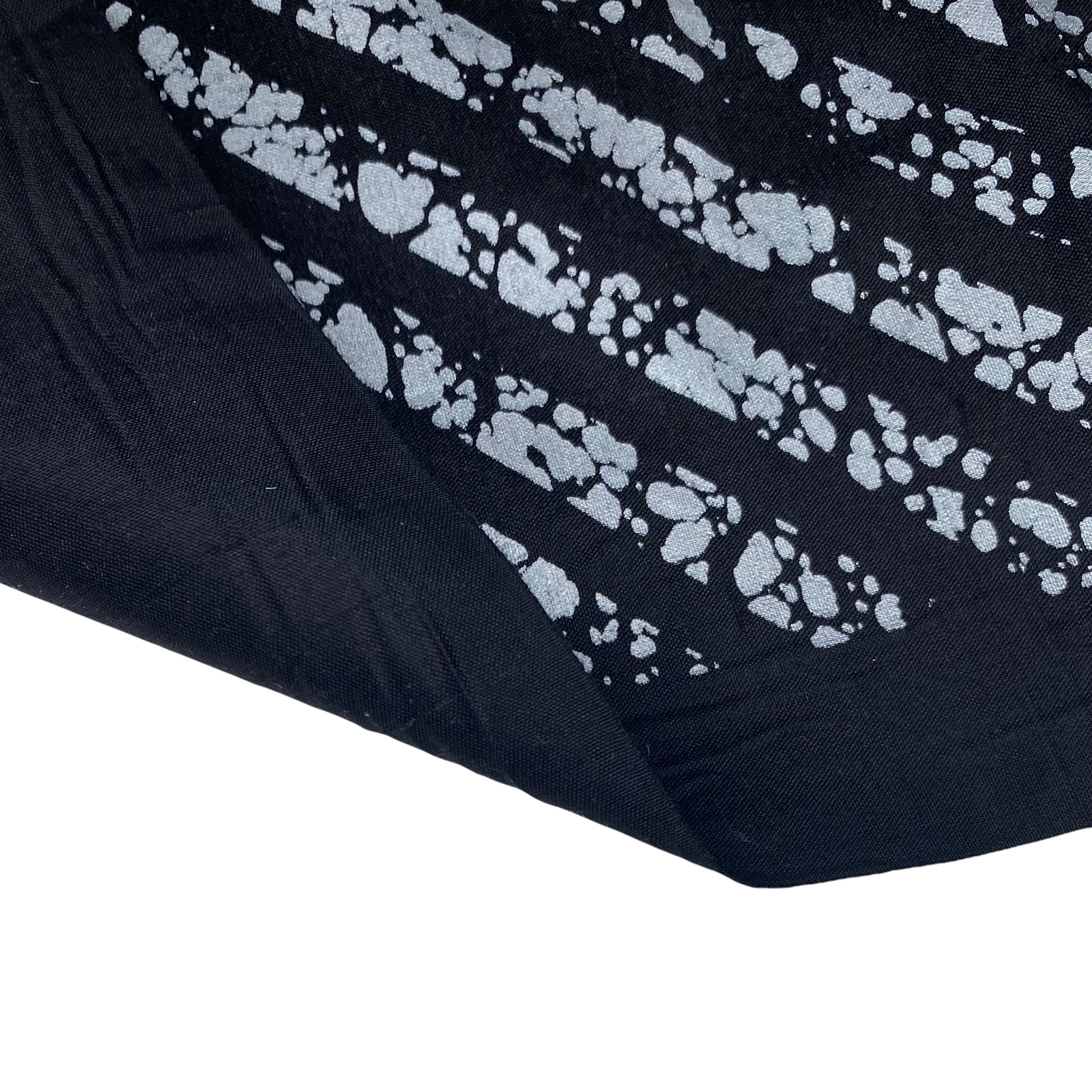 Striped Silk Shantung - Black/Silver