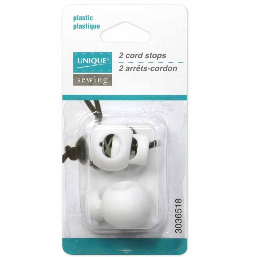 Plastic Round Cord Stops - White - 2 pcs