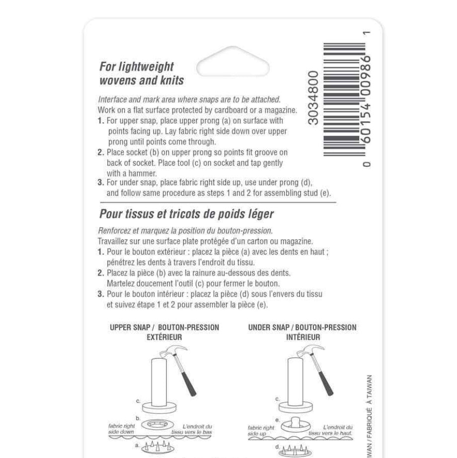Mini Snaps With Tool - 8mm (1⁄4″) - 10 sets - Silver
